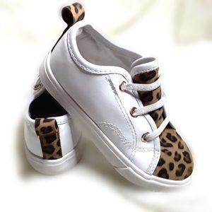 Leather and leopard sneakers